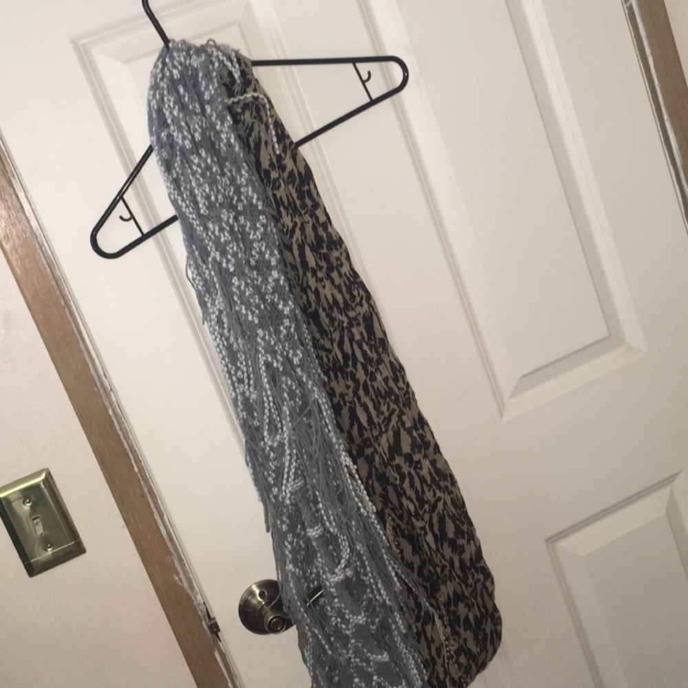 Two infinity scarves.